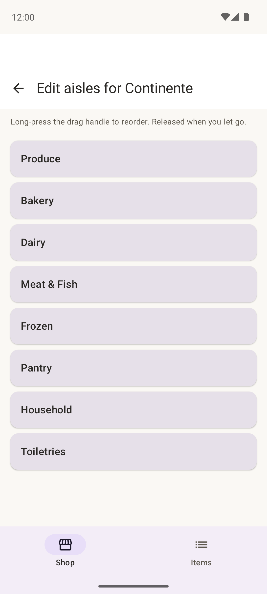 Edit aisle order per store in StoreHop